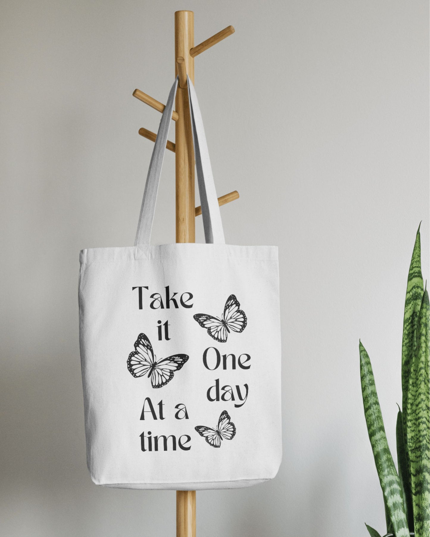 One Day At A Time - Butterfly | Cotton Canvas Tote Bag