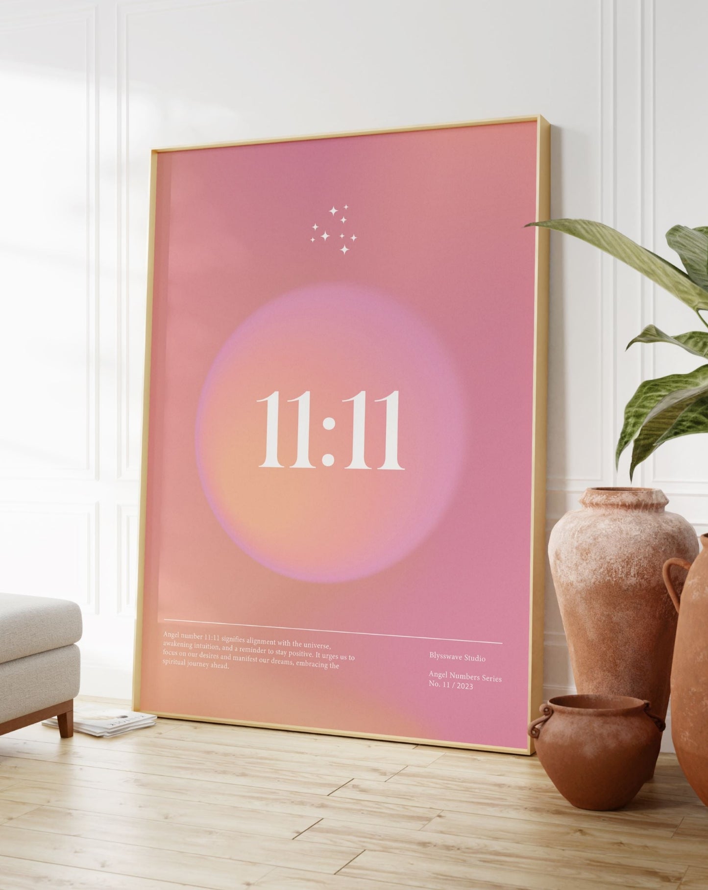 11:11 Angel Number Pink Poster