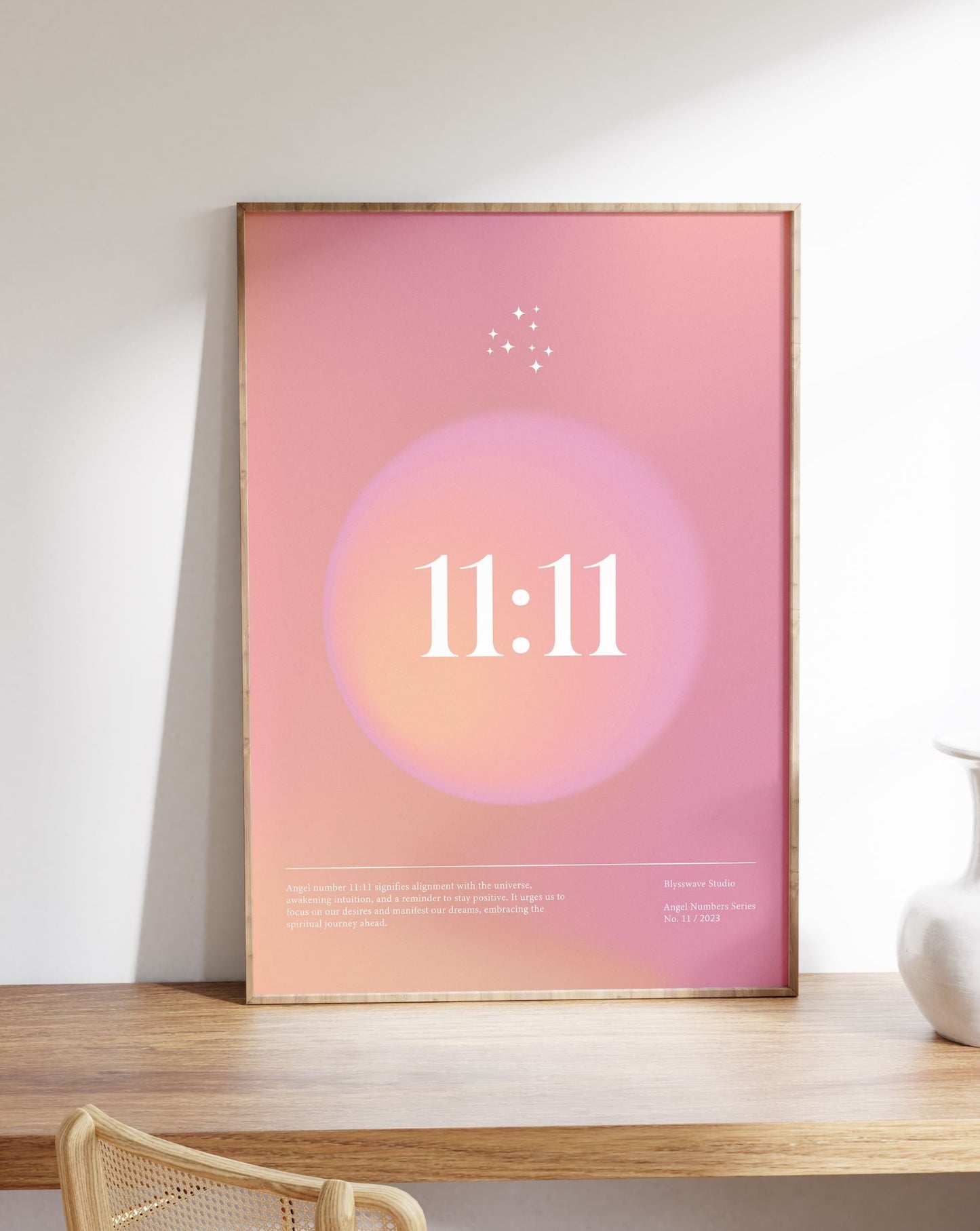 11:11 Angel Number Pink Poster