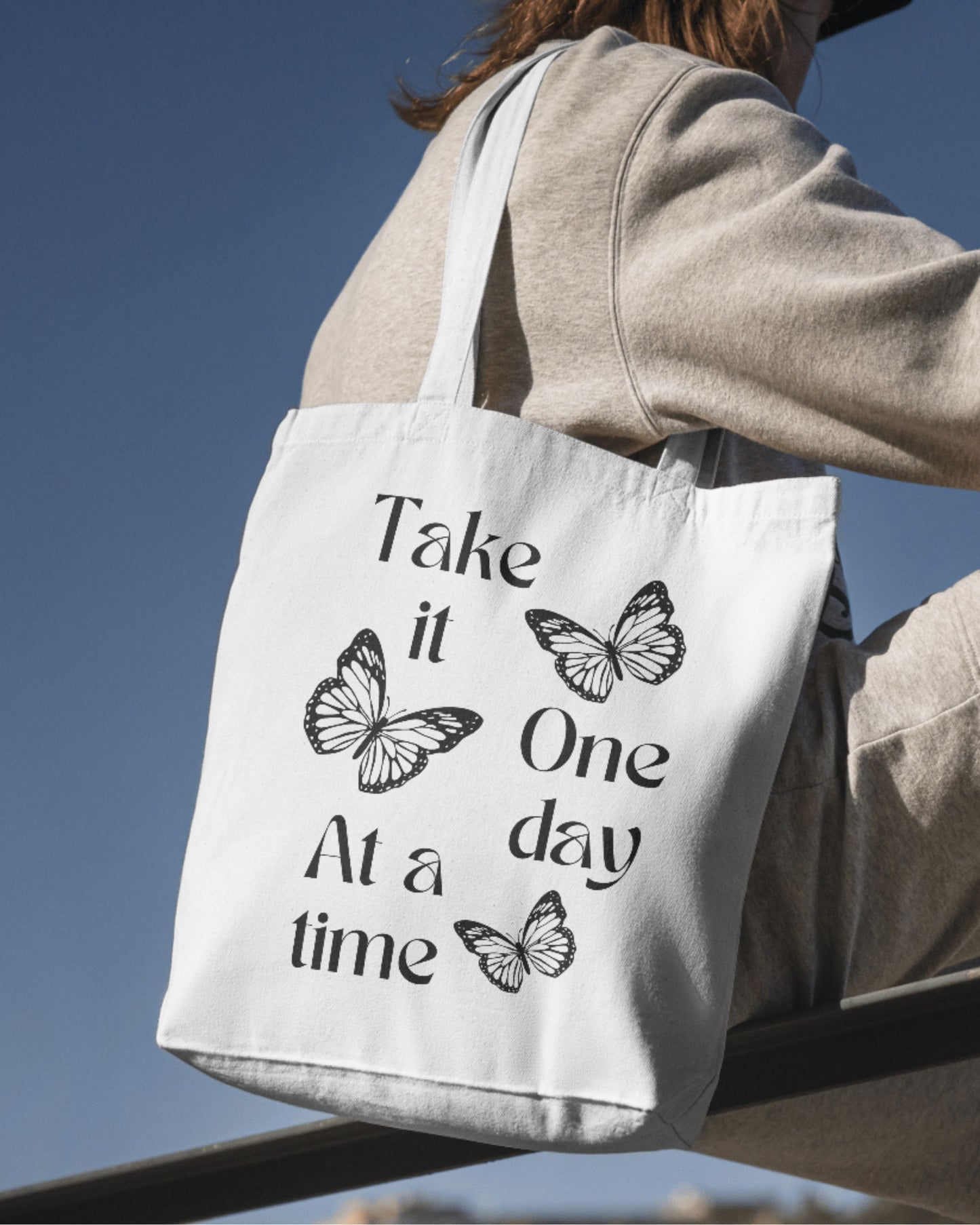 One Day At A Time - Butterfly | Cotton Canvas Tote Bag