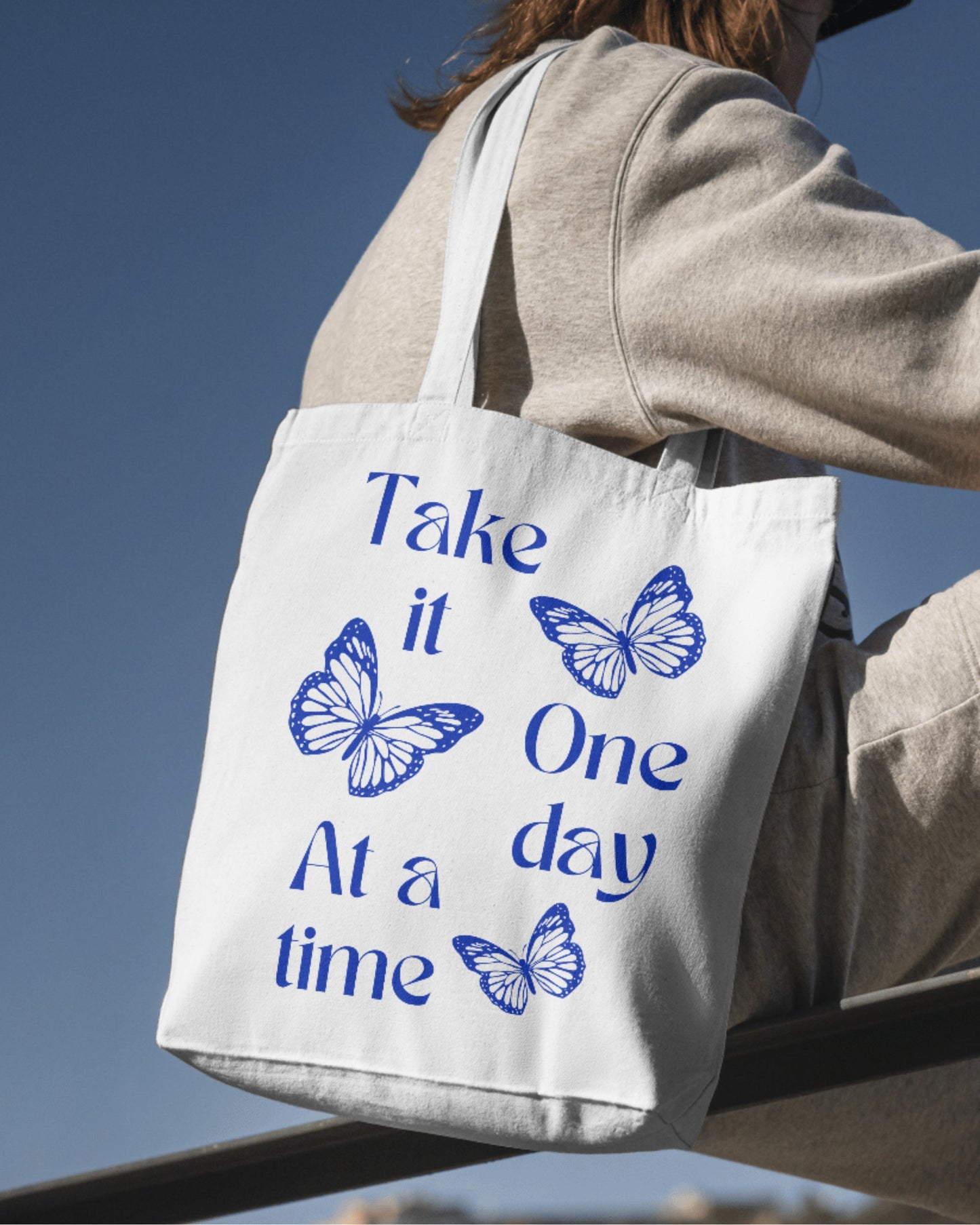 One Day At A Time - Butterfly | Cotton Canvas Tote Bag