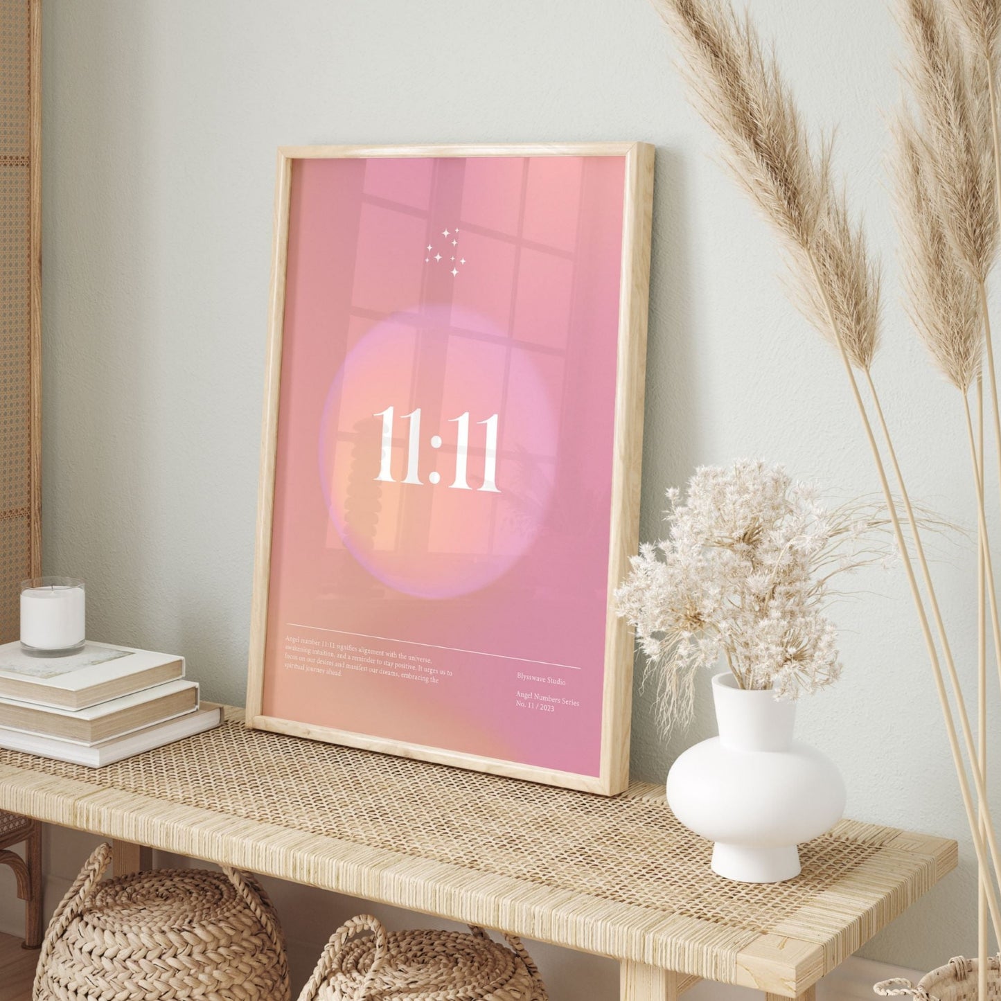11:11 Angel Number Pink Poster