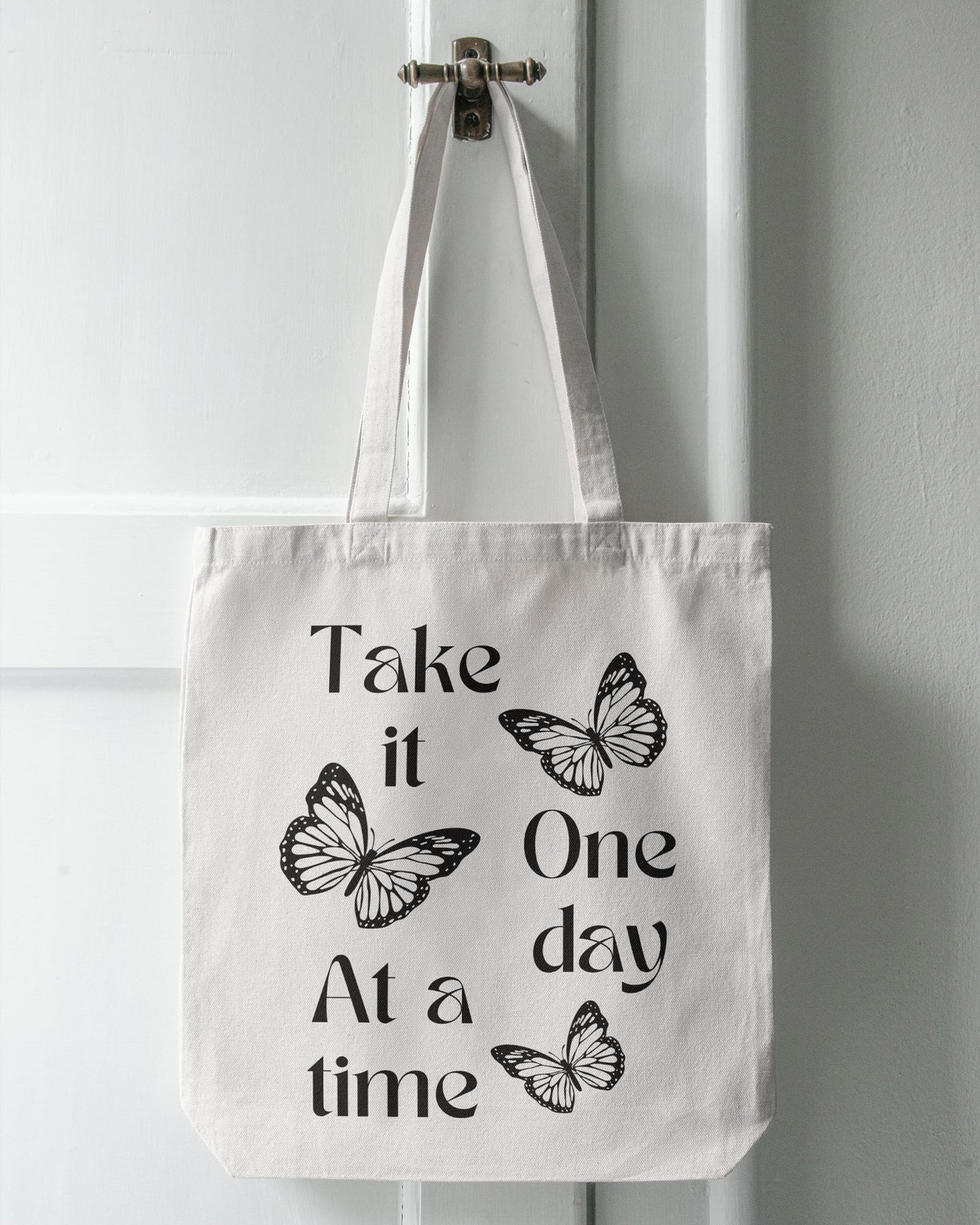 One Day At A Time - Butterfly | Cotton Canvas Tote Bag