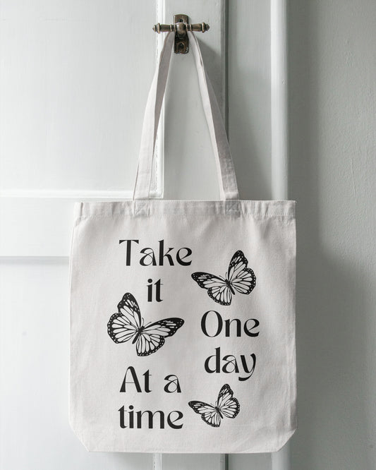 One Day At A Time - Butterfly | Cotton Canvas Tote Bag