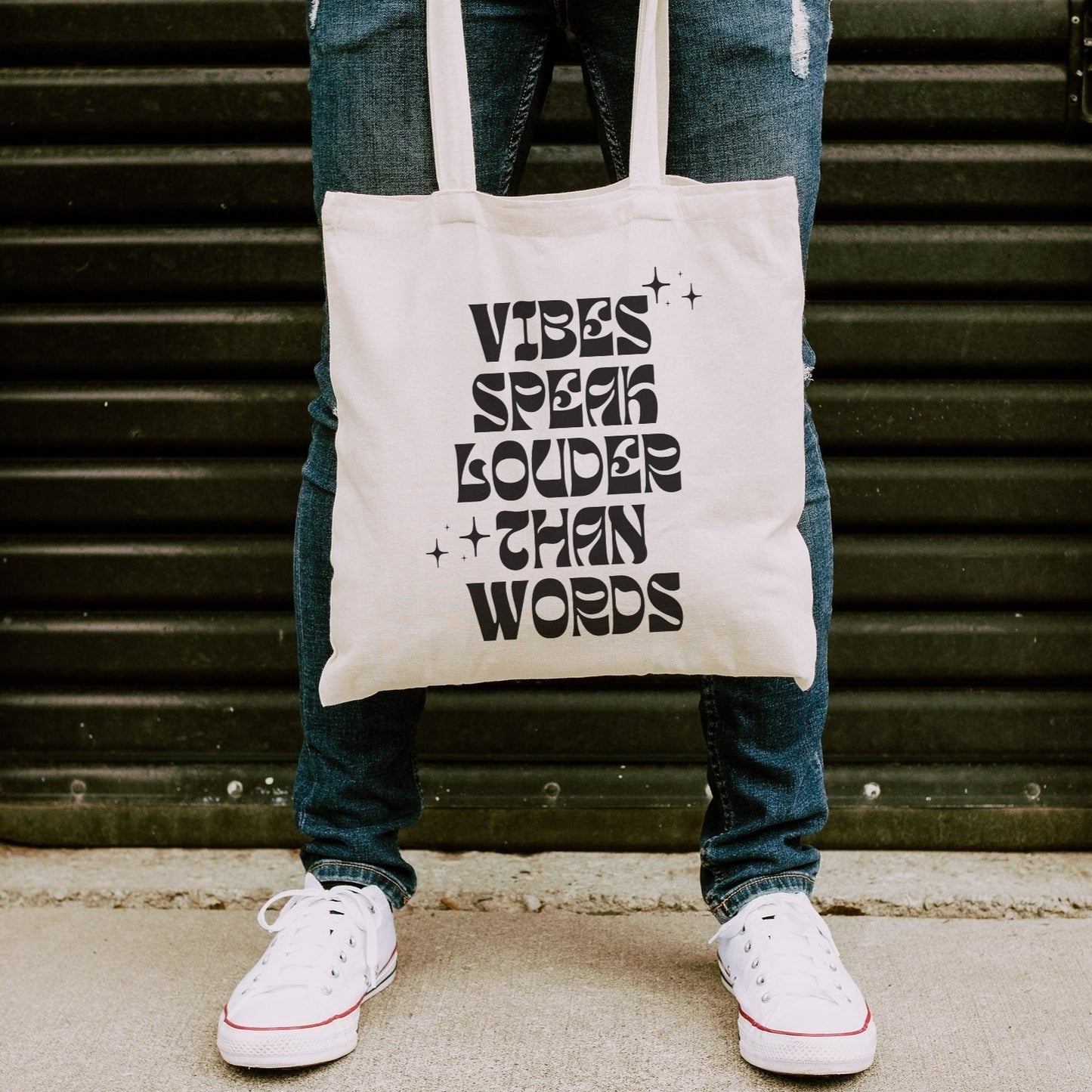 Vibes Speak Louder Than Words | Cotton Canvas Tote Bag